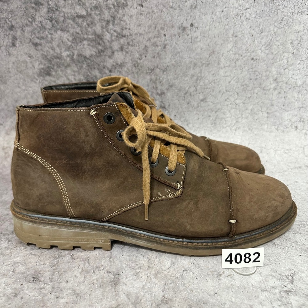 Naot Mikumi Boots Men 46 US 13 Brown Leather Ankle Cap Toe Lace Up Shoes